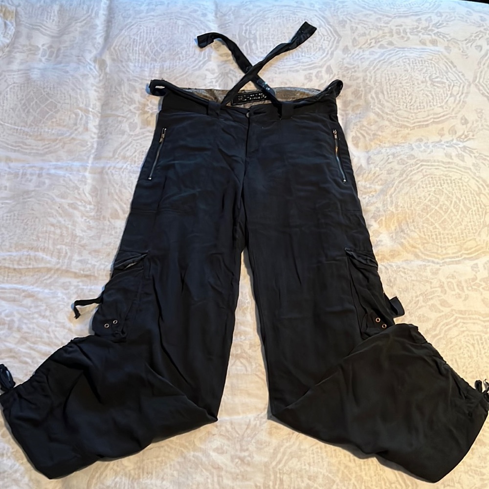 Indigo cargo pants with sequin belt